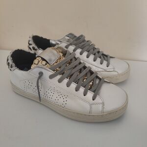 P448 John Sneaker Pearl + Gold Bubble Leopard Back Size EUR 37 (US-6.5/7)
